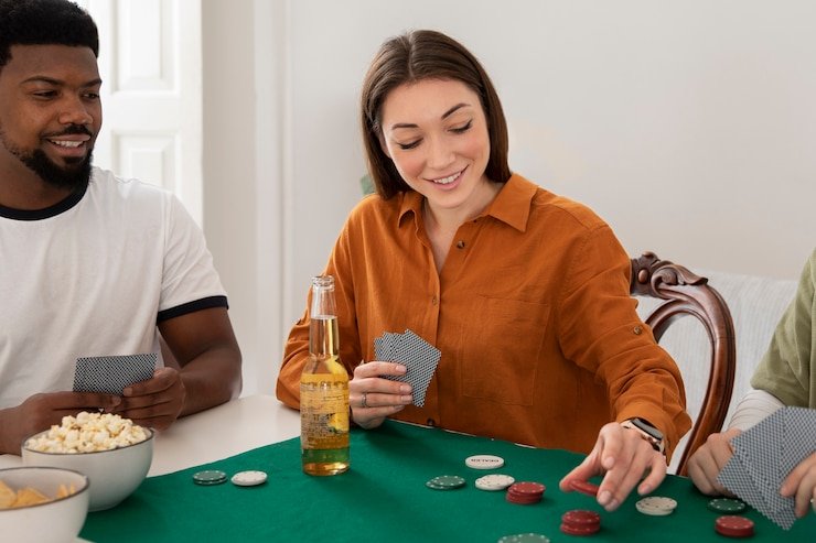 Kartu baccarat dengan hasil player dan banker di layar